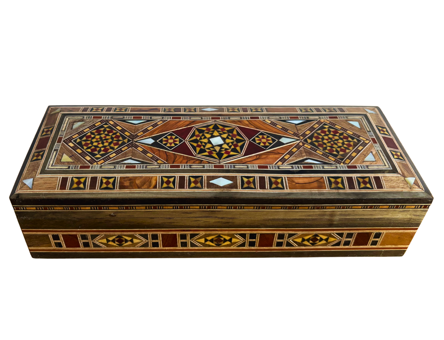 Caja Damasquina para Joyas, Plumas y Rosario – Hecha a Mano con Nácar