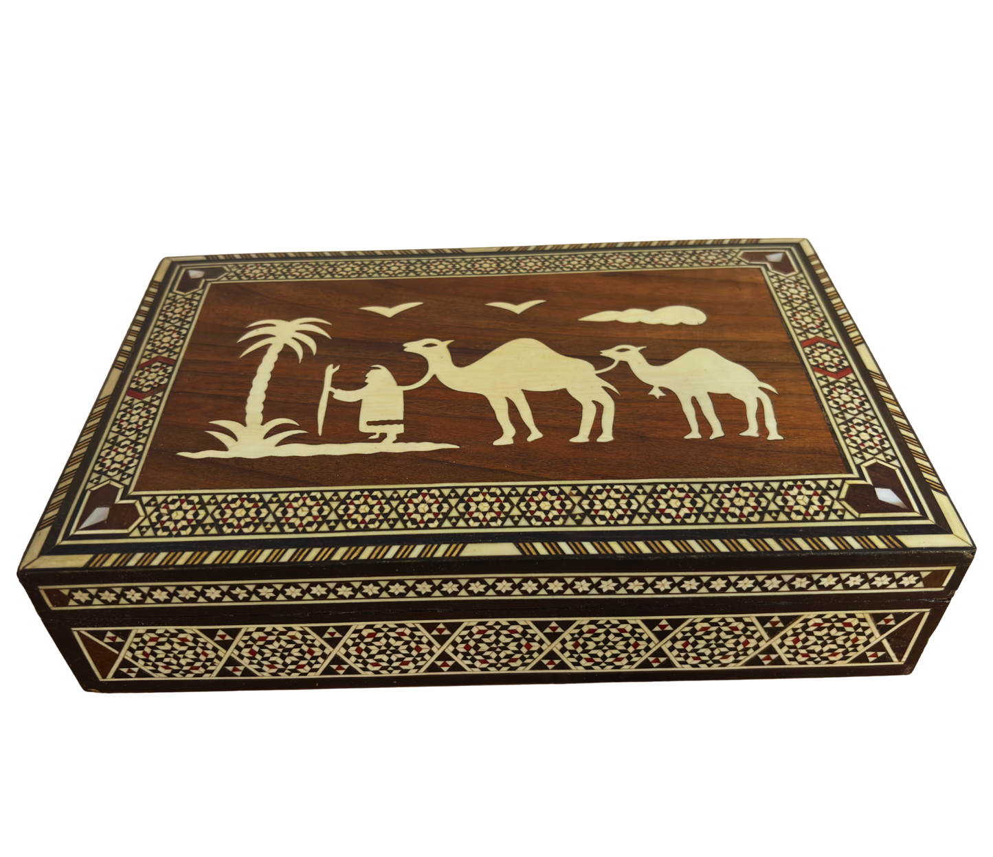 Vintage 1970 Camel Mosaic Box – Handcrafted Oriental Art