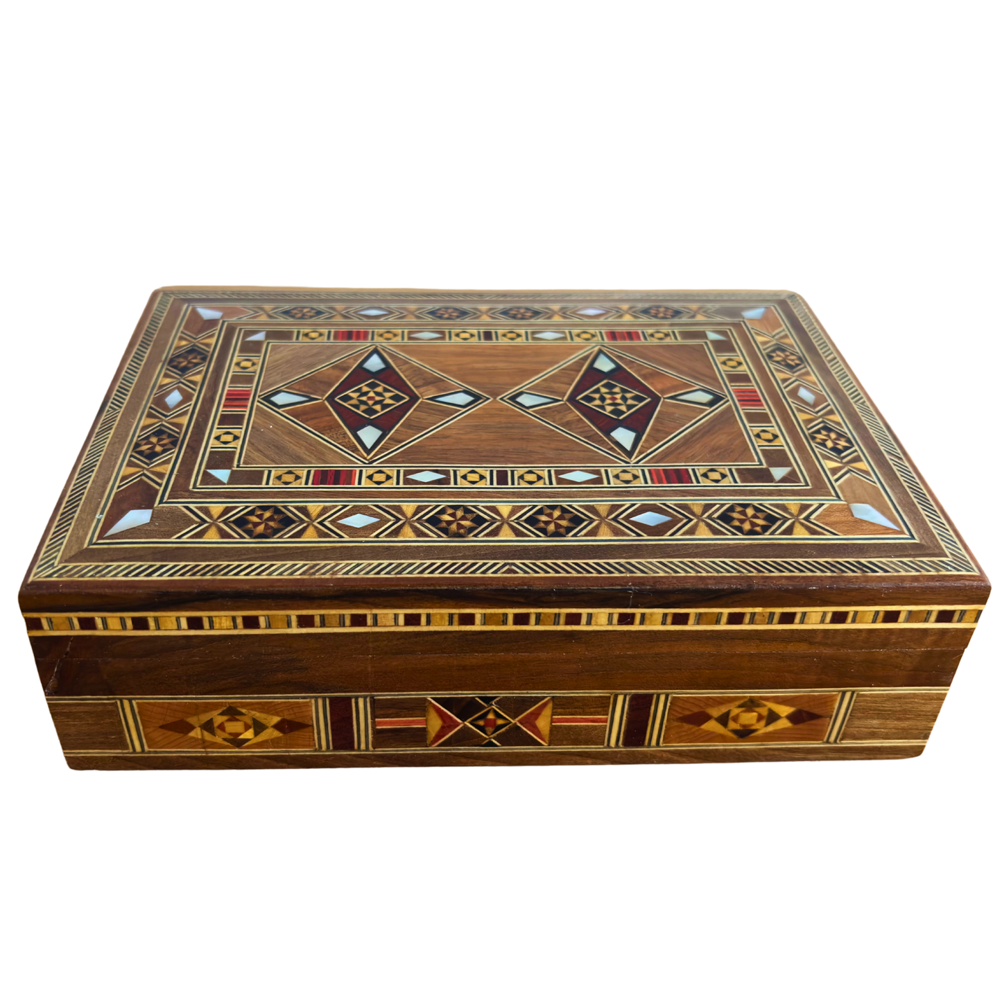 Limited Edition Damascene Mosaic Jewelry Box – Handcrafted with Mother of Pearl Inlay