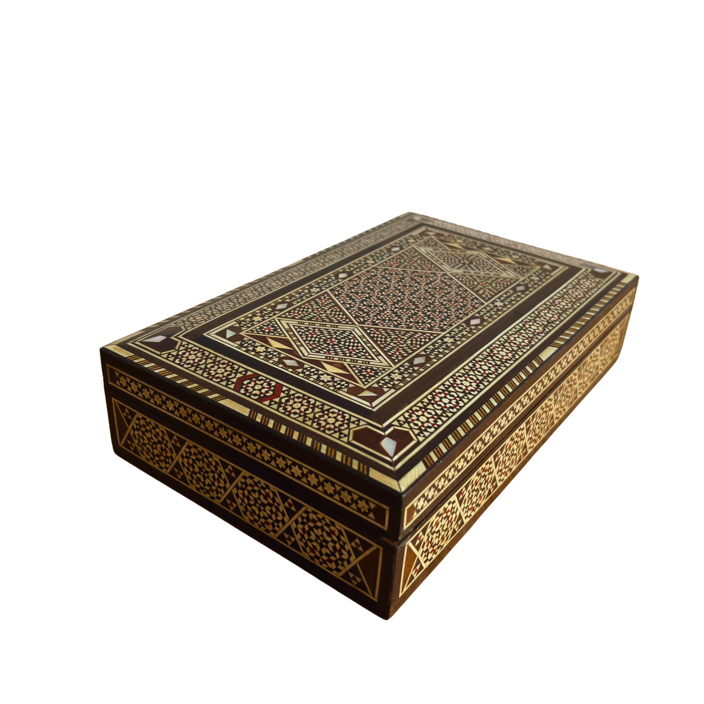 Vintage 1970 Handmade Damascene Mosaic Jewelry Box