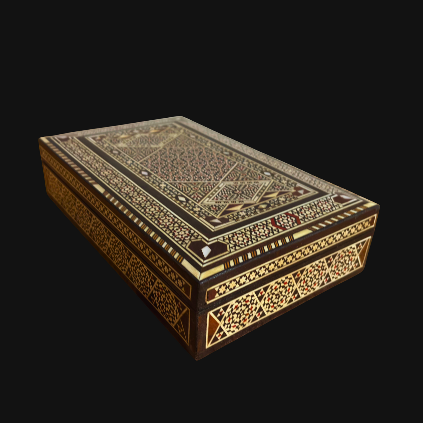 Vintage 1970 Handmade Damascene Mosaic Jewelry Box