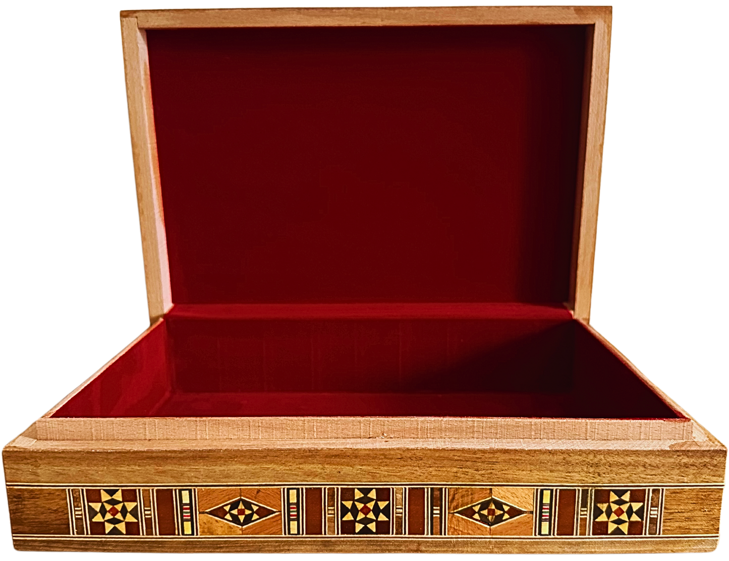 Elegante grote mozaïekdoos – Handgemaakte houten kist voor sieraden en herinneringen met fluwelen voering