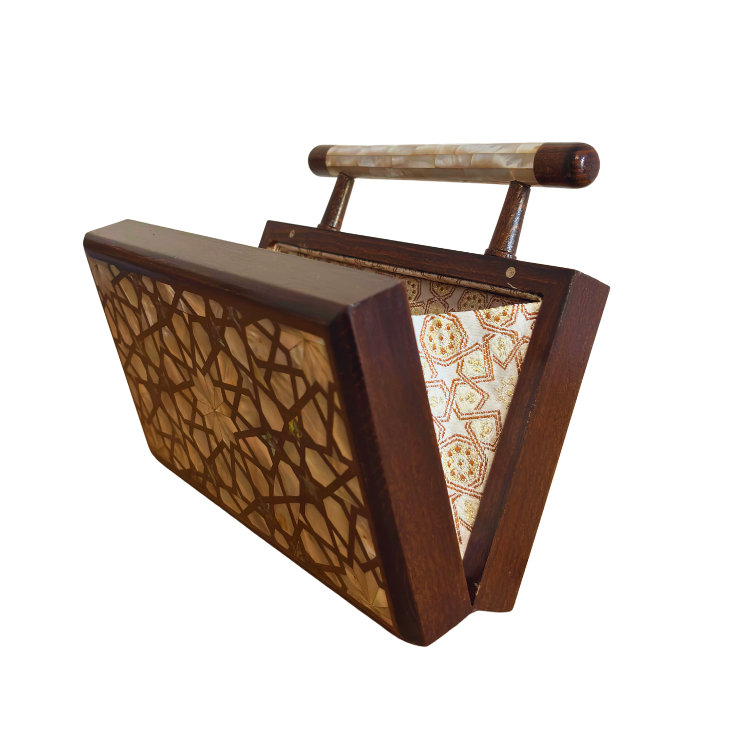 Falak – Clutch Damascena di Lusso con Madreperla e Interno in Broccato