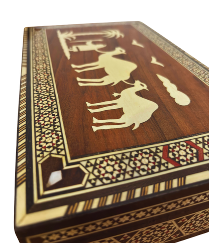 Vintage 1970 Damascene Mosaic Box with Camels - Only One On Stock-