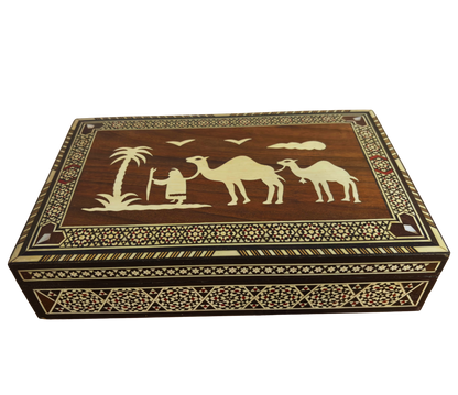 Vintage 1970 Damascene Mosaic Box with Camels - Only One On Stock-