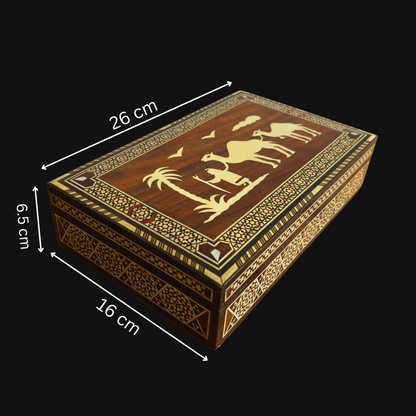 Nadir Vintage 1970 Deve Mozaik Kutusu – El Yapımı Damask Oriental Sanatı, Sedef Kakmalı