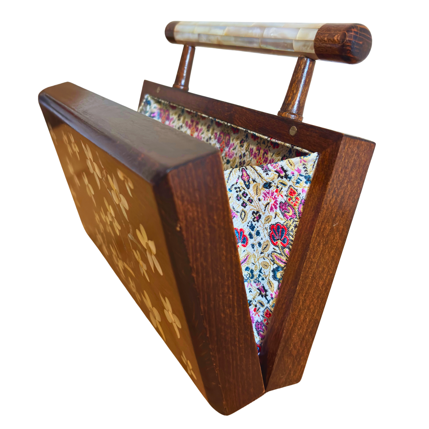 Yasmine – Luxury Damascene Clutch with Mother of Pearl Inlay & Brocade Interior