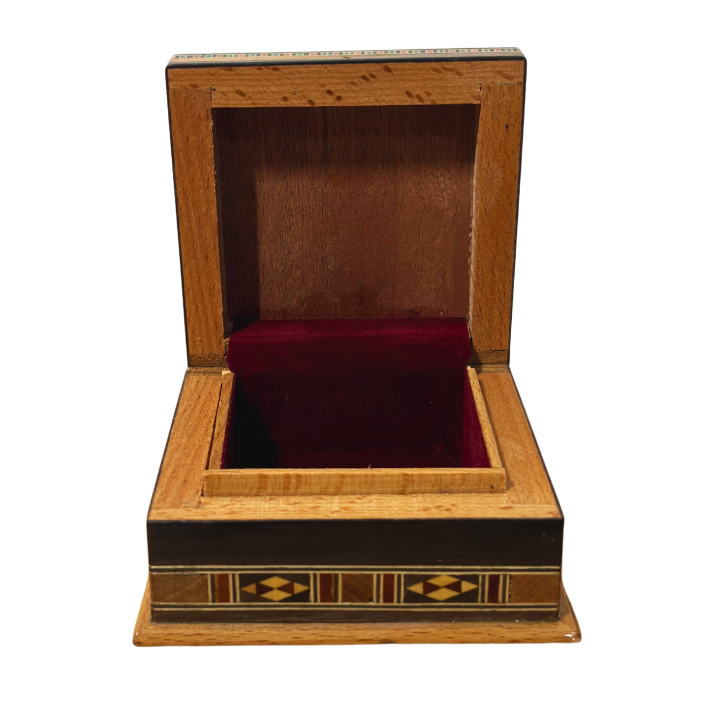 Handgefertigte Mosaik-Schatulle aus Damaskus – Holzkunst & Samt