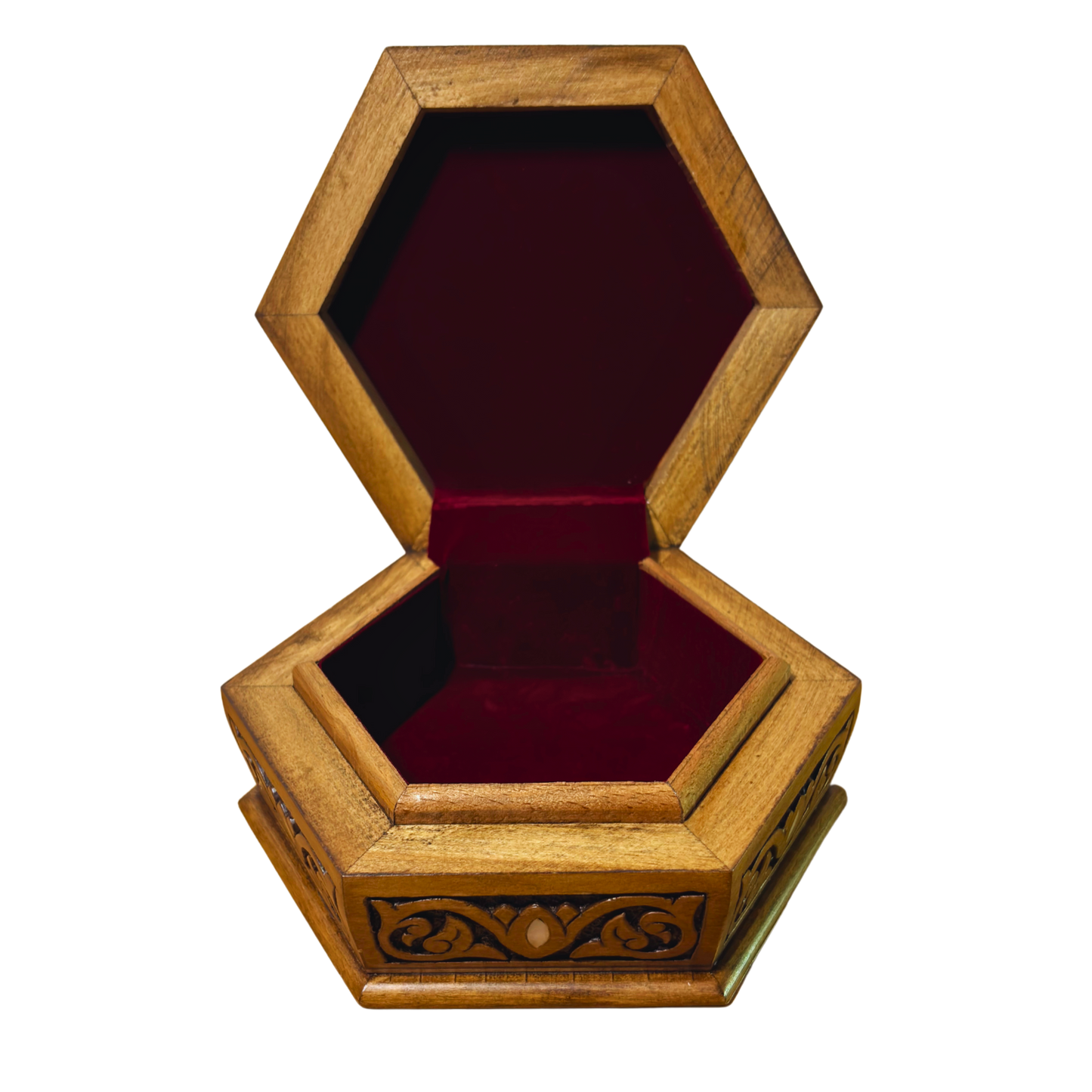 Handcrafted Luxury Carved Box – Mother of Pearl & Velvet Elegance