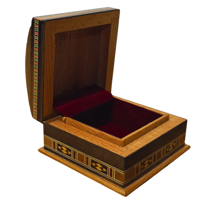 Handgefertigte Mosaik-Schatulle aus Damaskus – Holzkunst & Samt