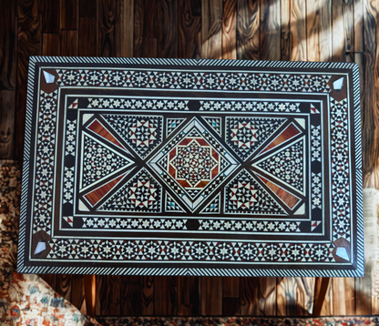 Vintage 1970 Damascene Wooden Mosaic Box