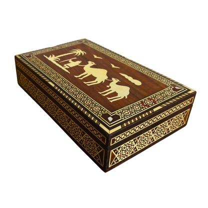 Vintage 1970 Damascene Mosaic Box with Camels - Only One On Stock-