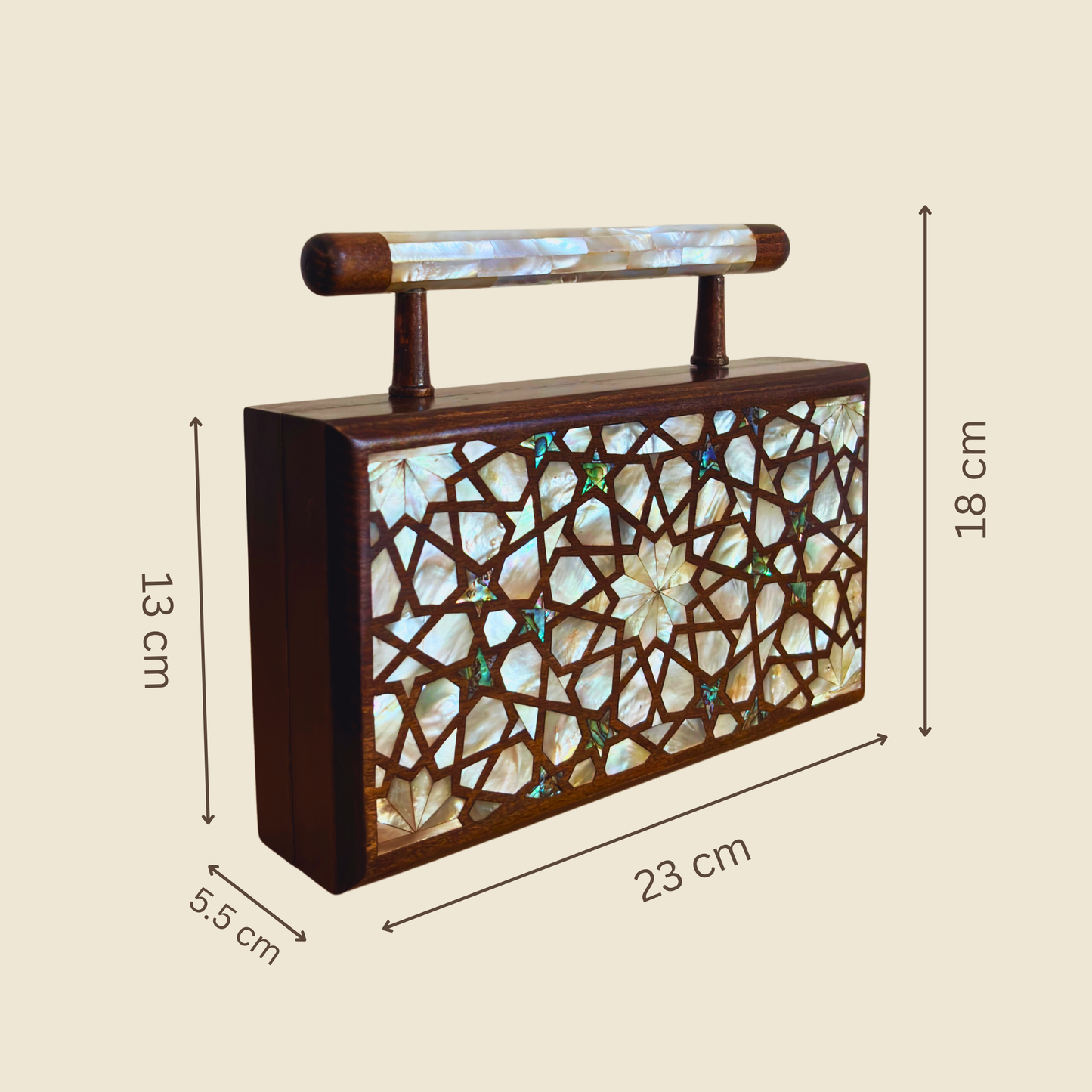 Falak – Clutch Damascena di Lusso con Madreperla e Interno in Broccato