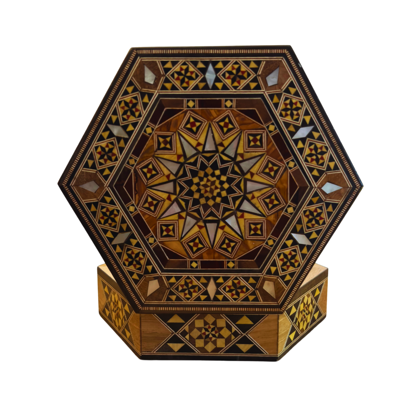 Handgefertigte Damascene-Mosaikschatulle – Perlmutt & Samt-Eleganz