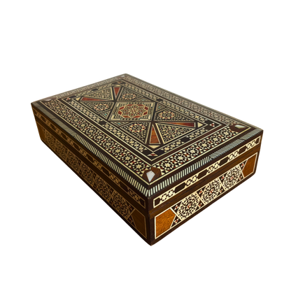 Vintage 1970 Damascene Wooden Mosaic Box