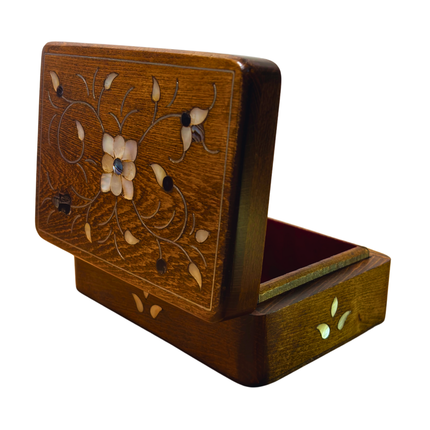 Caja Damasquina de Lujo Hecha a Mano – Nácar y Terciopelo