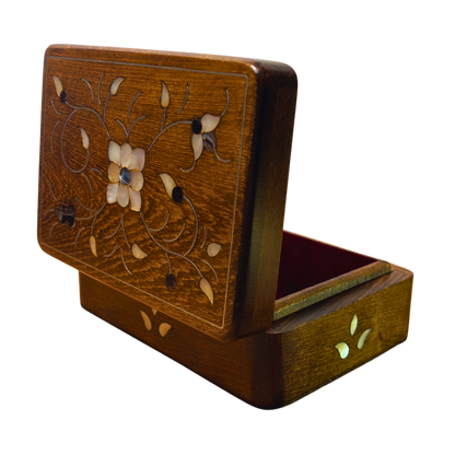 Caja Damasquina de Lujo Hecha a Mano – Nácar y Terciopelo