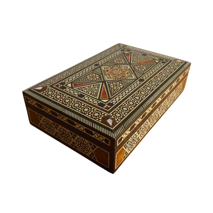 Vintage 1970 Damascene Wooden Mosaic Box