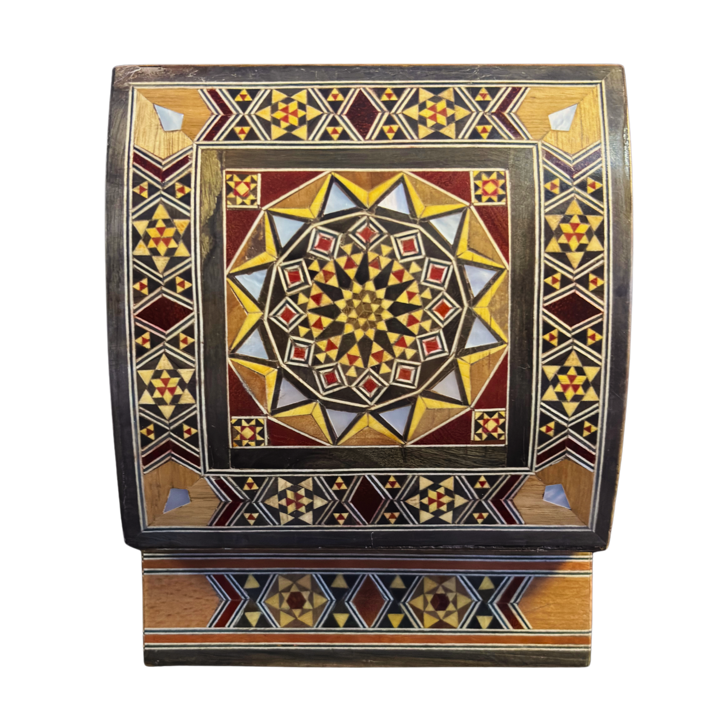 Elegant Damascene Mosaic Box – Mother of Pearl & Velvet