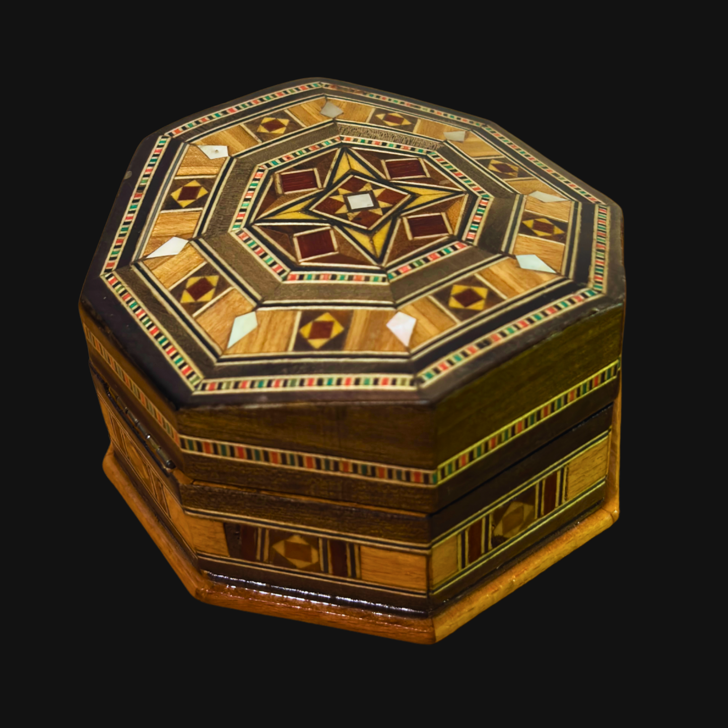 Şam El Yapımı Mozaik Kutu – Geleneksel Sanat & Kadife İç Yüzey