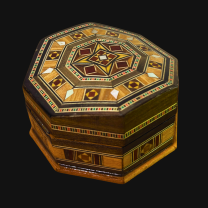 Şam El Yapımı Mozaik Kutu – Geleneksel Sanat & Kadife İç Yüzey