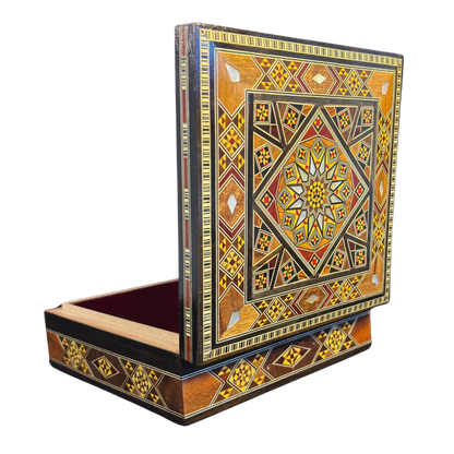 Handcrafted Damascene Mosaic Box – Timeless Elegance & Velvet
