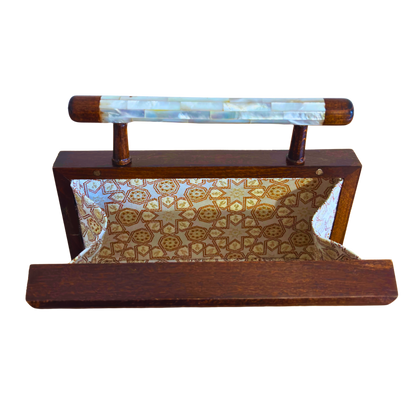 Zenobia – Bolso Clutch Damasquino de Lujo con Incrustaciones de Nácar y Forro de Brocado