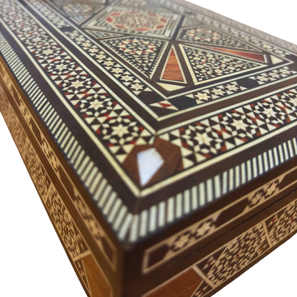 Vintage 1970 Damascene Wooden Mosaic Box