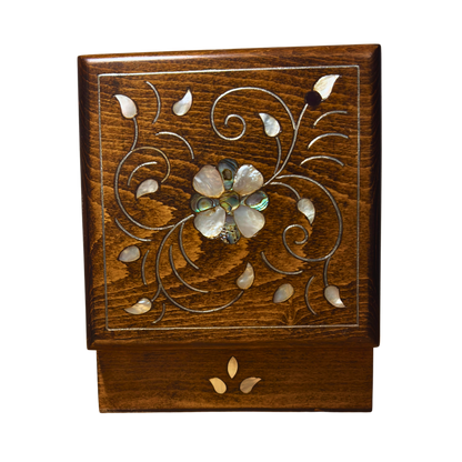 Handgefertigte Luxusbox aus Damaskus – Perlmutt & Samteleganz