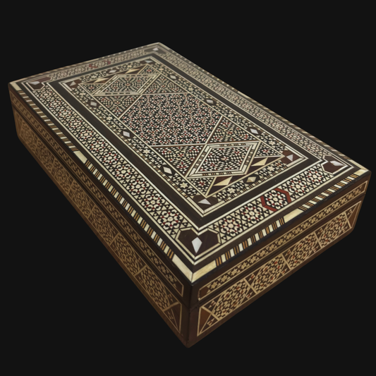 Caixa Damasquina Vintage 1970 – Tesouro de Madeira Artesanal