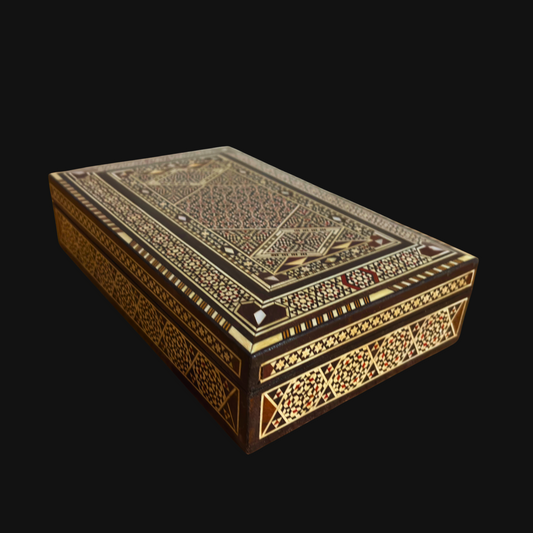 Vintage 1970 Handmade Damascene Mosaic Jewelry Box