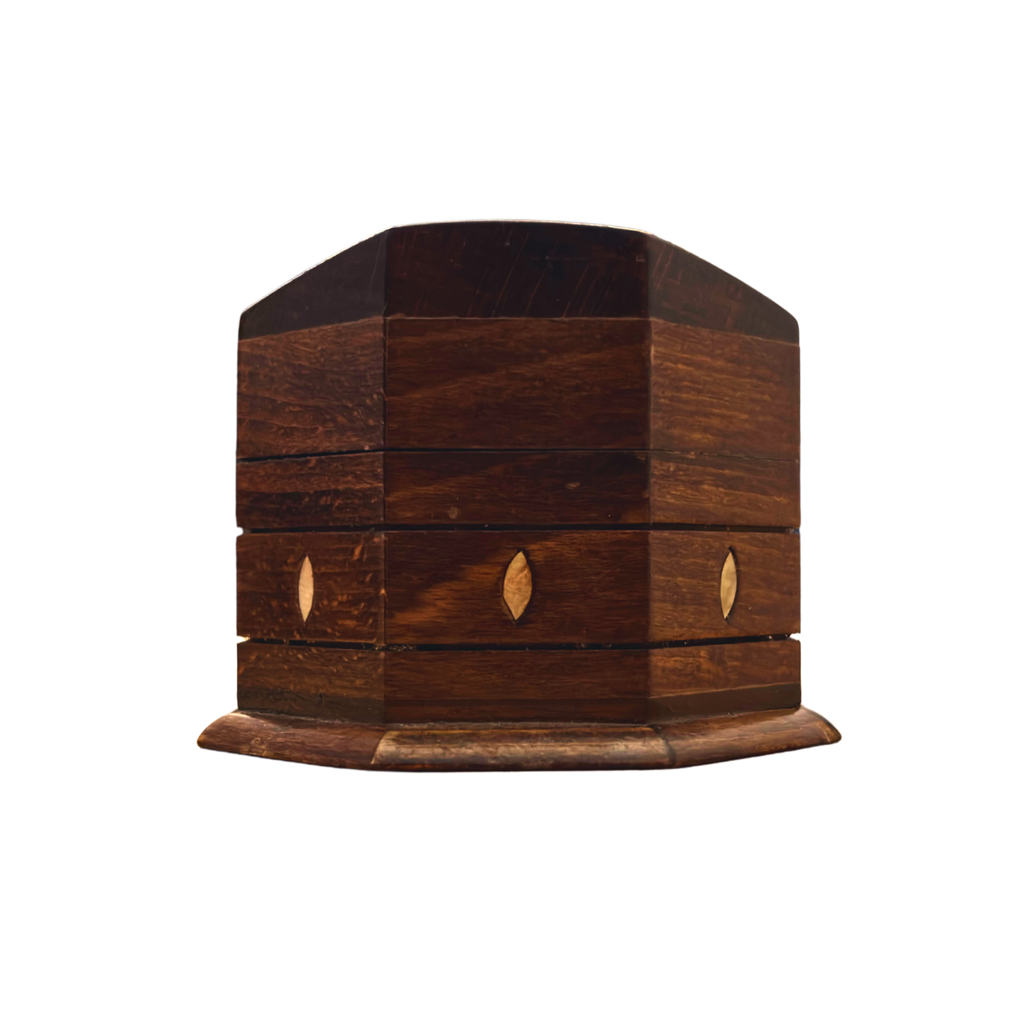 Hand-Carved Beechwood Box with Mother of Pearl Inlay – Walnut Finish Elegance