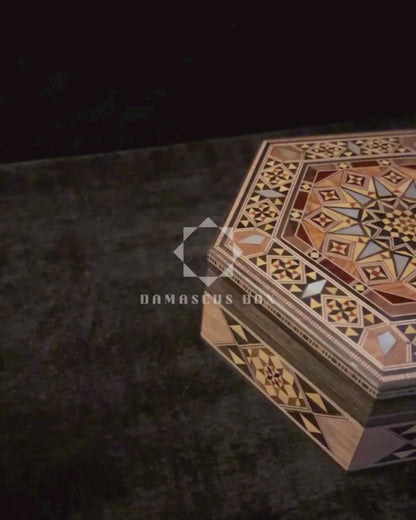 Handgefertigte Damascene-Mosaikschatulle – Perlmutt & Samt-Eleganz
