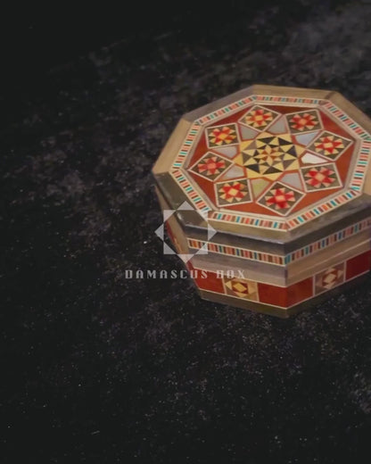 Damascene Mosaic Jewelry Box – Handcrafted with Mother of Pearl Inlay